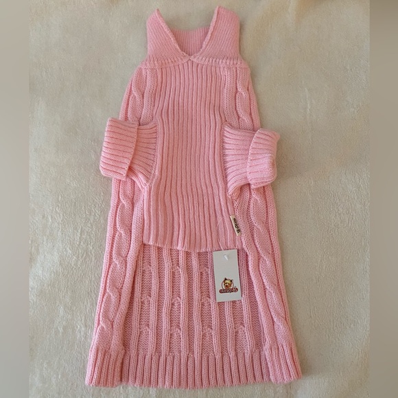 Pink Small Dog/Cat Cable-knit sweater - Picture 2 of 6